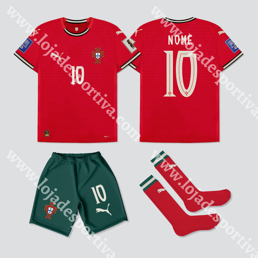 Kit Criança Principal Seleção Portugal Puma 2025 Camisola Futebol
