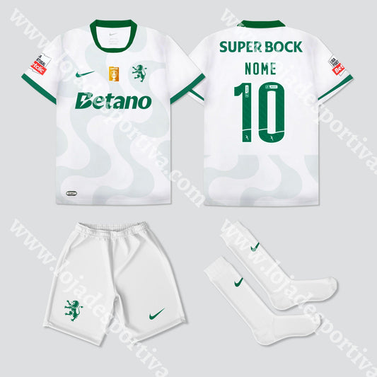 NOVO KIT CRIANÇA ALTERNATIVO BRANCO SPORTING CP 25/26