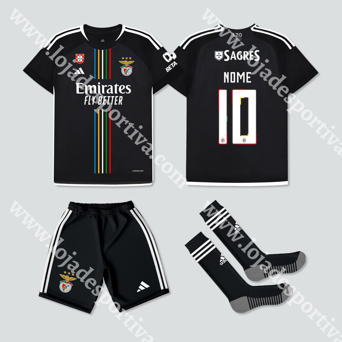 Novo Kit Criança Alternativo Sl Benfica 23/24 Camisola Futebol