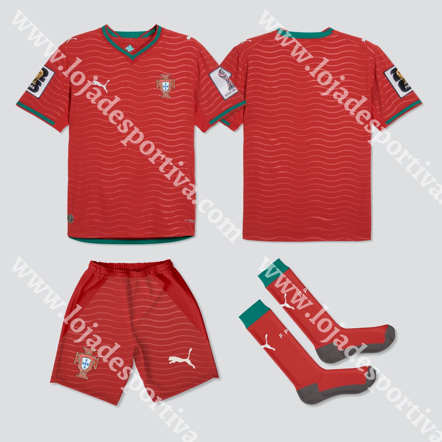 NOVO KIT CRIANÇA PRINCIPAL PORTUGAL MUNDIAL 2026 - Camisola Futebol