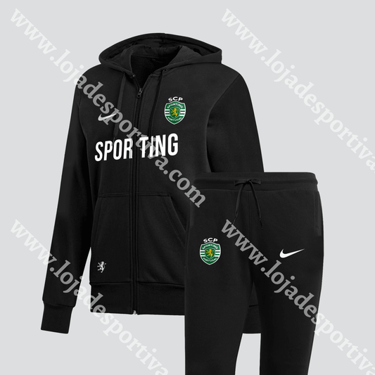 FATO TREINO CASACO PRETO/BRANCO SPORTING CP 24/25