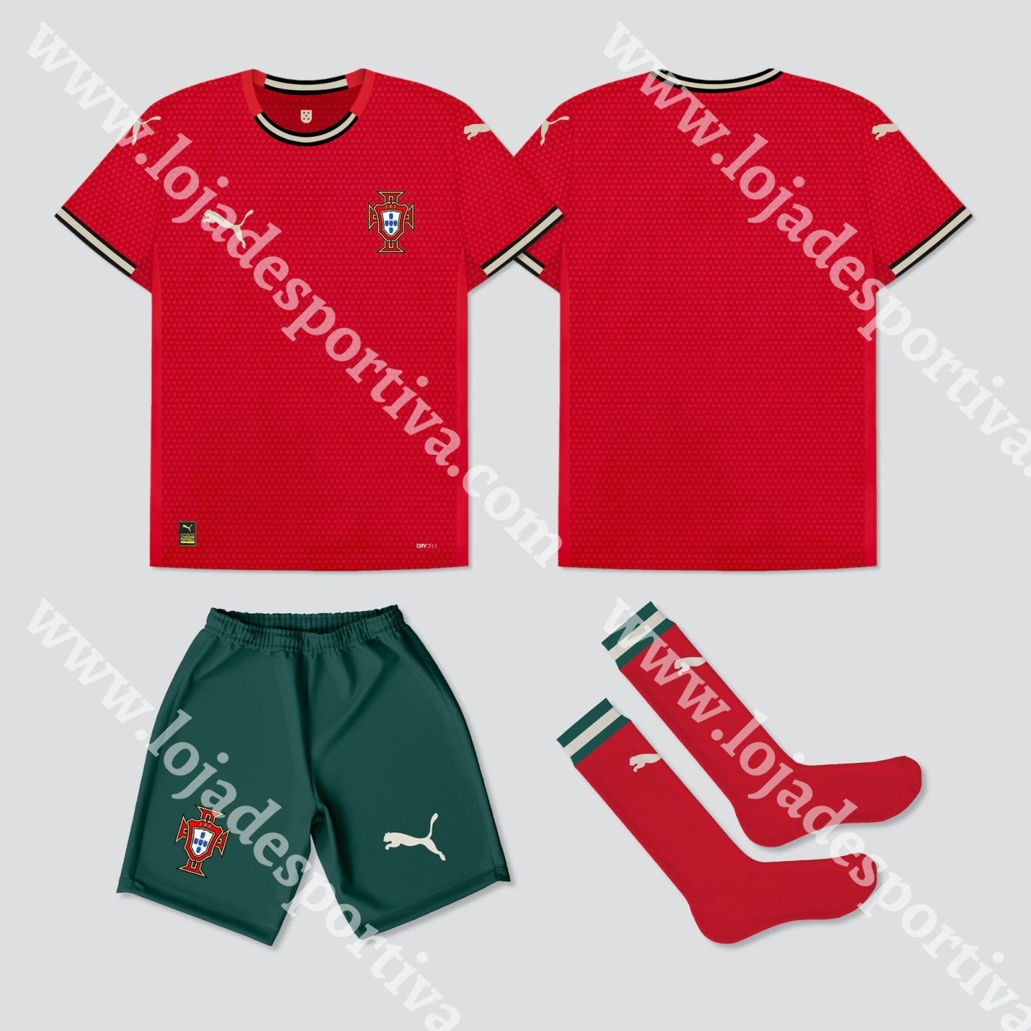 Kit Criança Principal Seleção Portugal Puma 2025 1-2 Anos Camisola Futebol