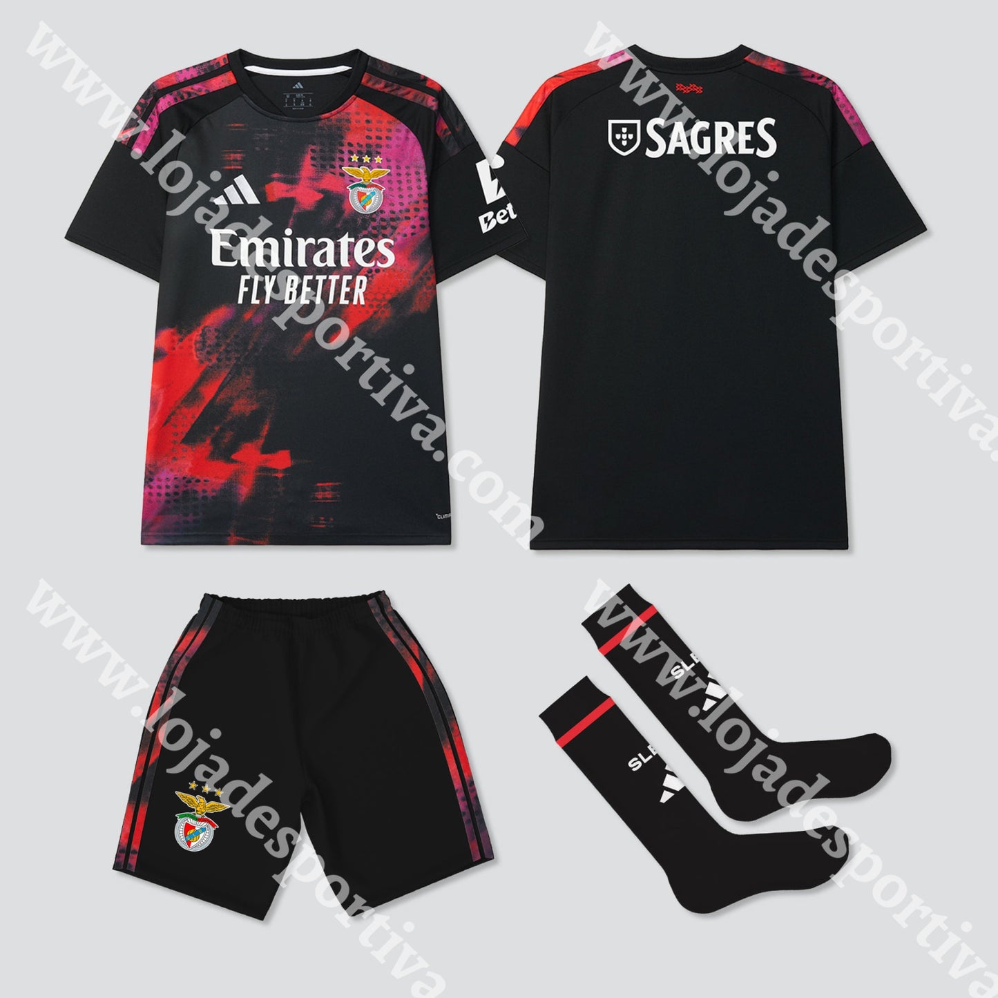 NOVO KIT CRIANÇA 3º EQUIPAMENTO SL BENFICA 26/27 - 1-2 Anos - Equipamento