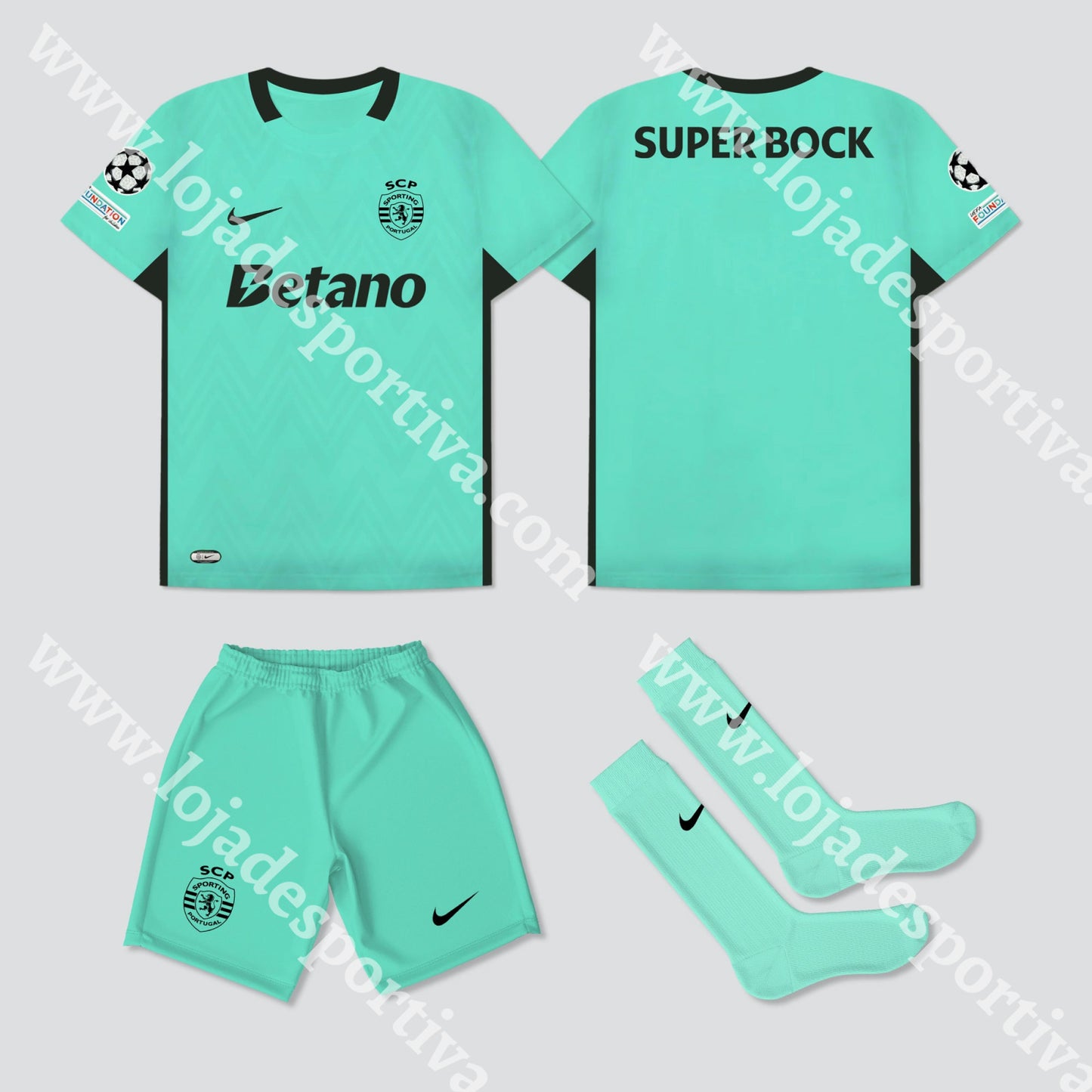 NOVO KIT CRIANÇA 3º EQUIPAMENTO SPORTING CP 25/26 1-2 Anos