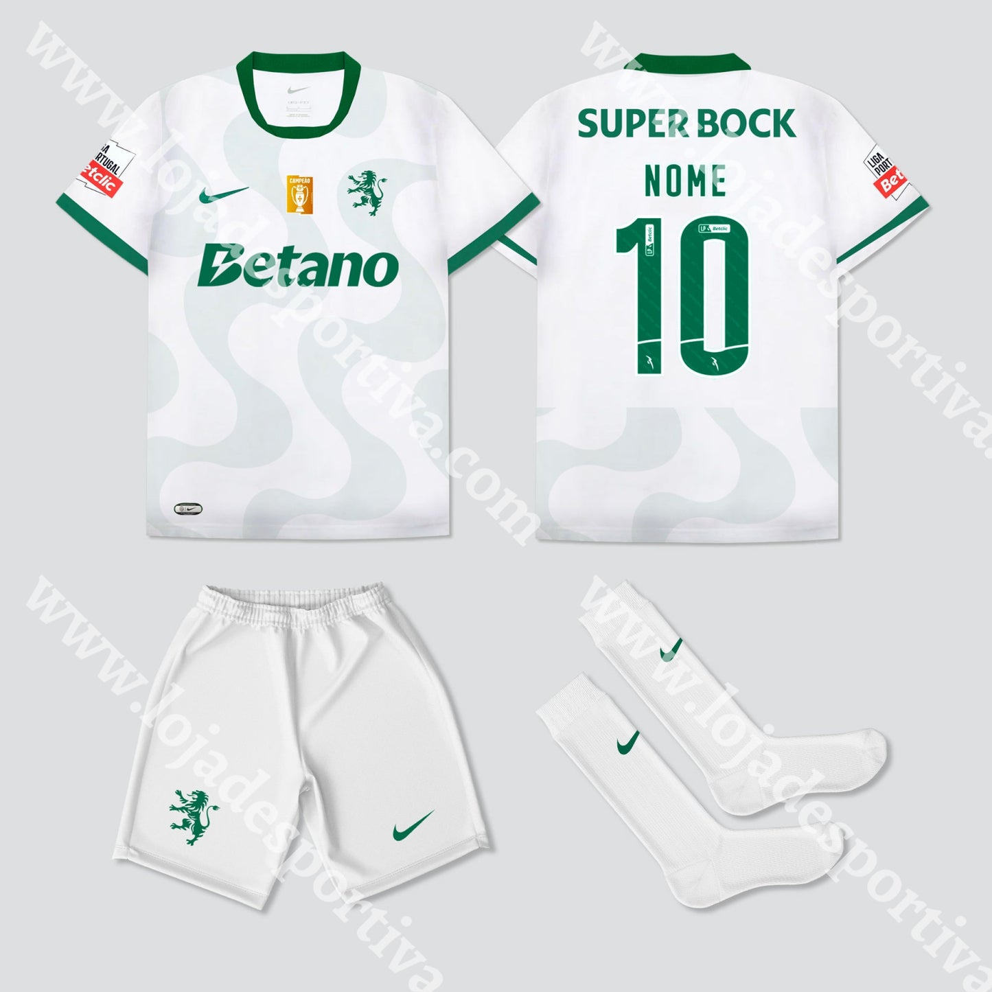 NOVO KIT CRIANÇA ALTERNATIVO BRANCO SPORTING CP 25/26