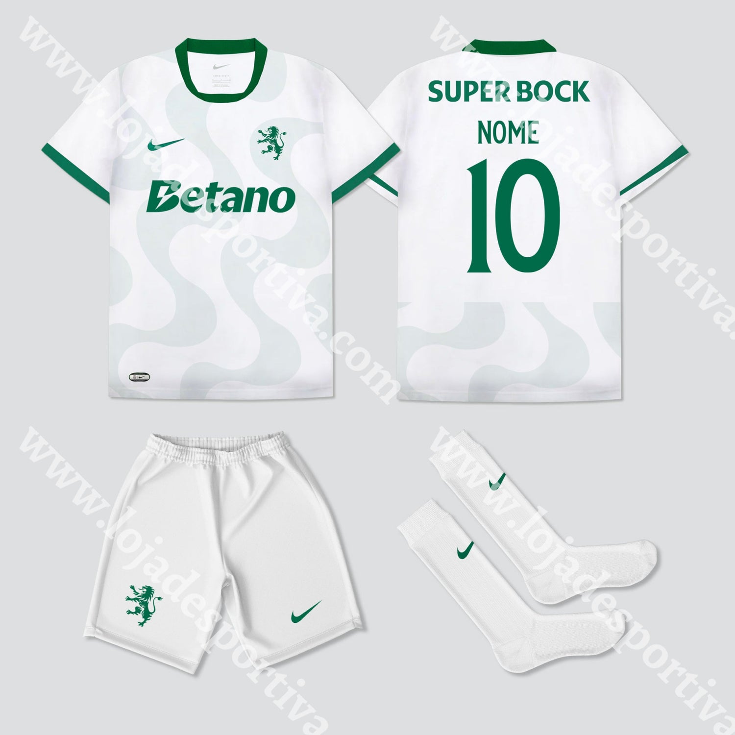 NOVO KIT CRIANÇA ALTERNATIVO BRANCO SPORTING CP 25/26
