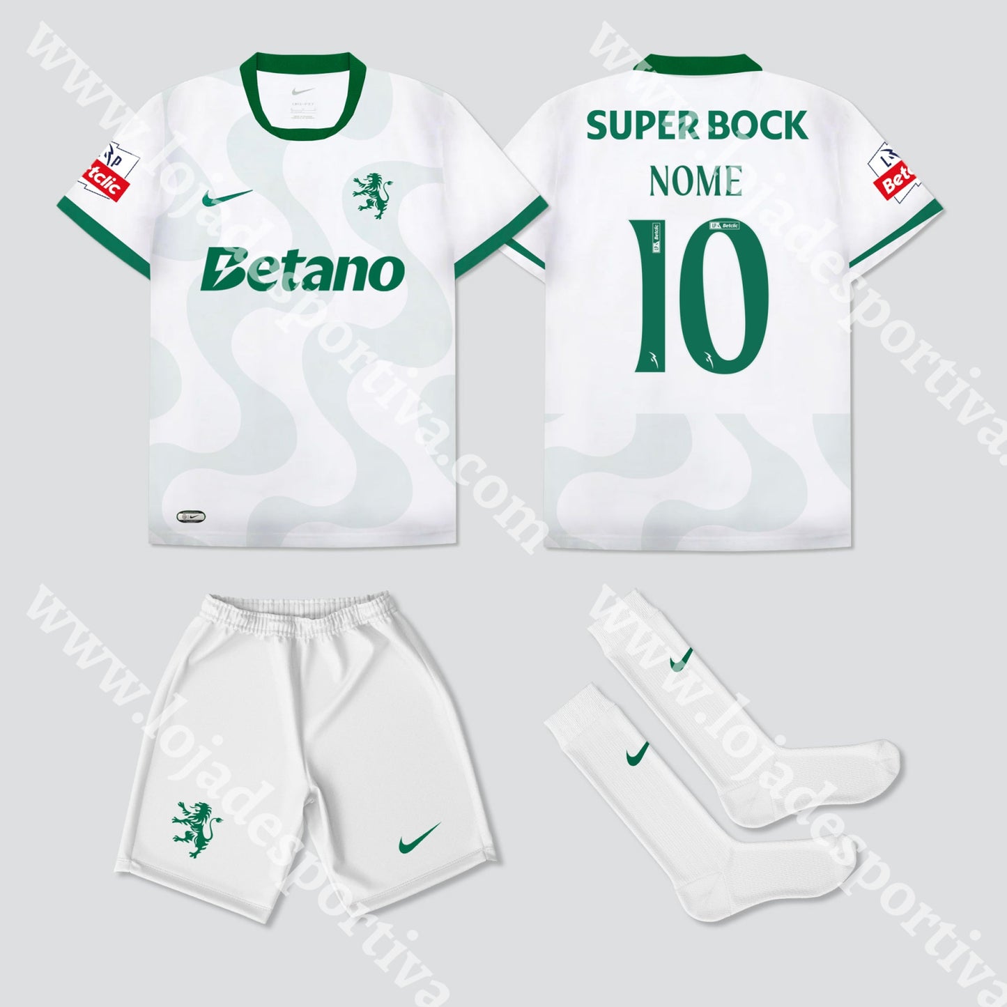 NOVO KIT CRIANÇA ALTERNATIVO BRANCO SPORTING CP 25/26