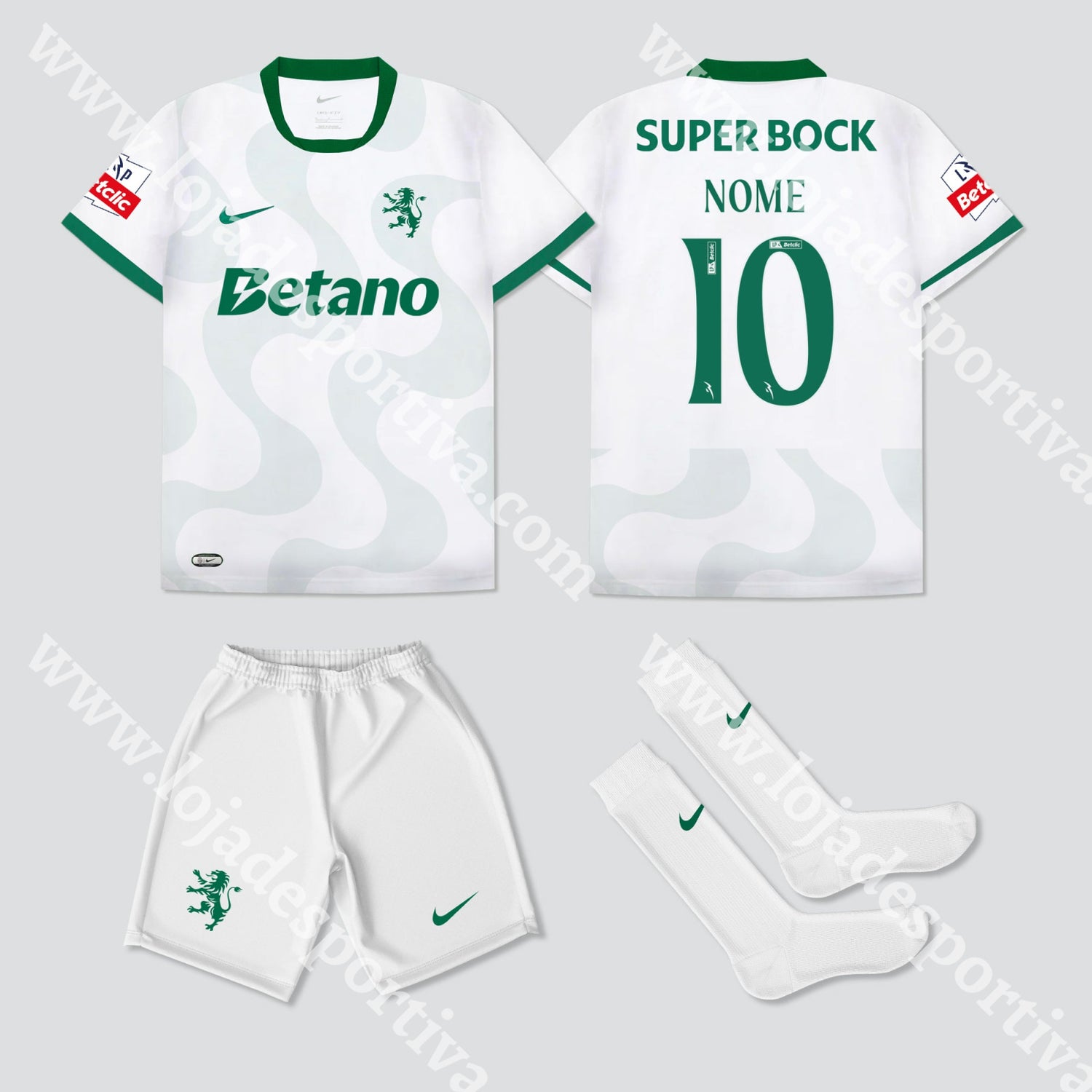 NOVO KIT CRIANÇA ALTERNATIVO BRANCO SPORTING CP 25/26