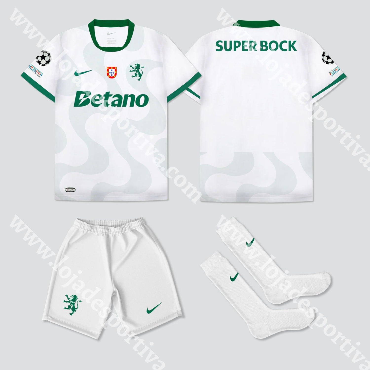 NOVO KIT CRIANÇA ALTERNATIVO BRANCO SPORTING CP 25/26