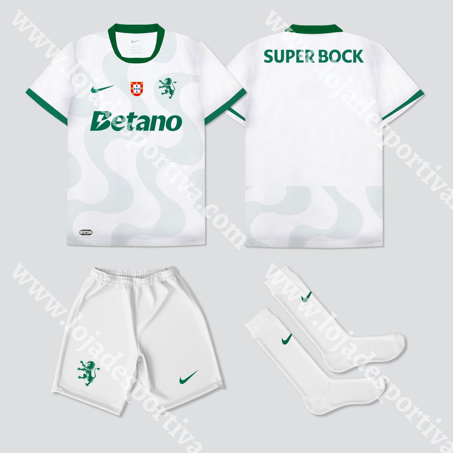 NOVO KIT CRIANÇA ALTERNATIVO BRANCO SPORTING CP 25/26