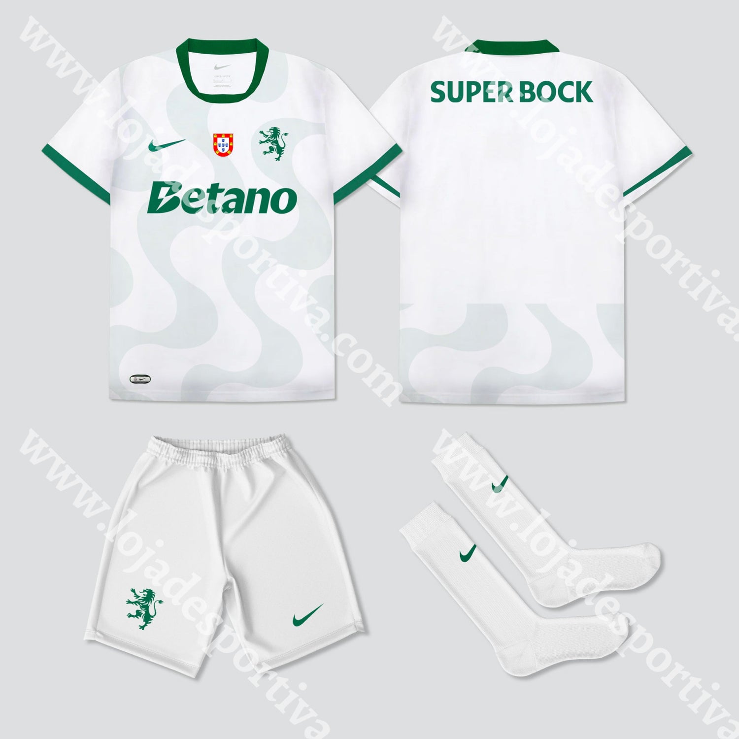 NOVO KIT CRIANÇA ALTERNATIVO BRANCO SPORTING CP 25/26