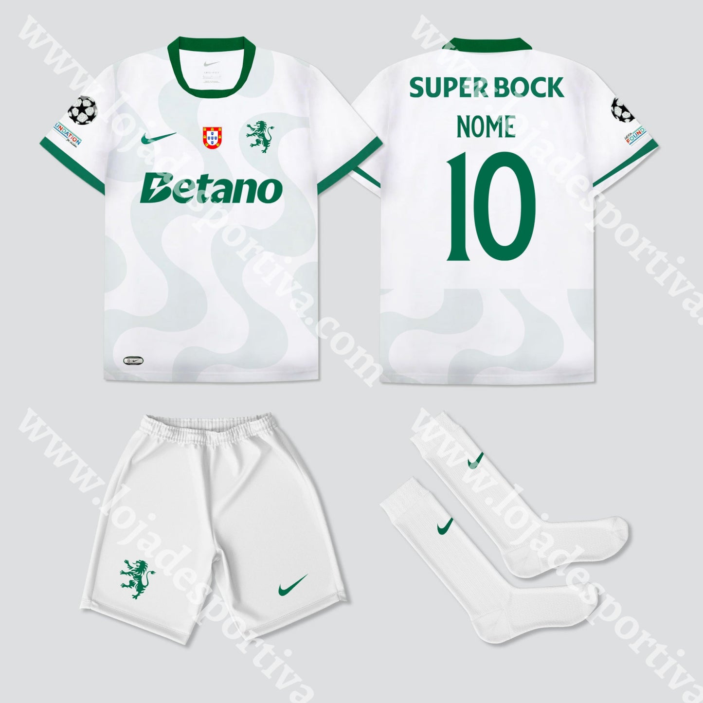 NOVO KIT CRIANÇA ALTERNATIVO BRANCO SPORTING CP 25/26