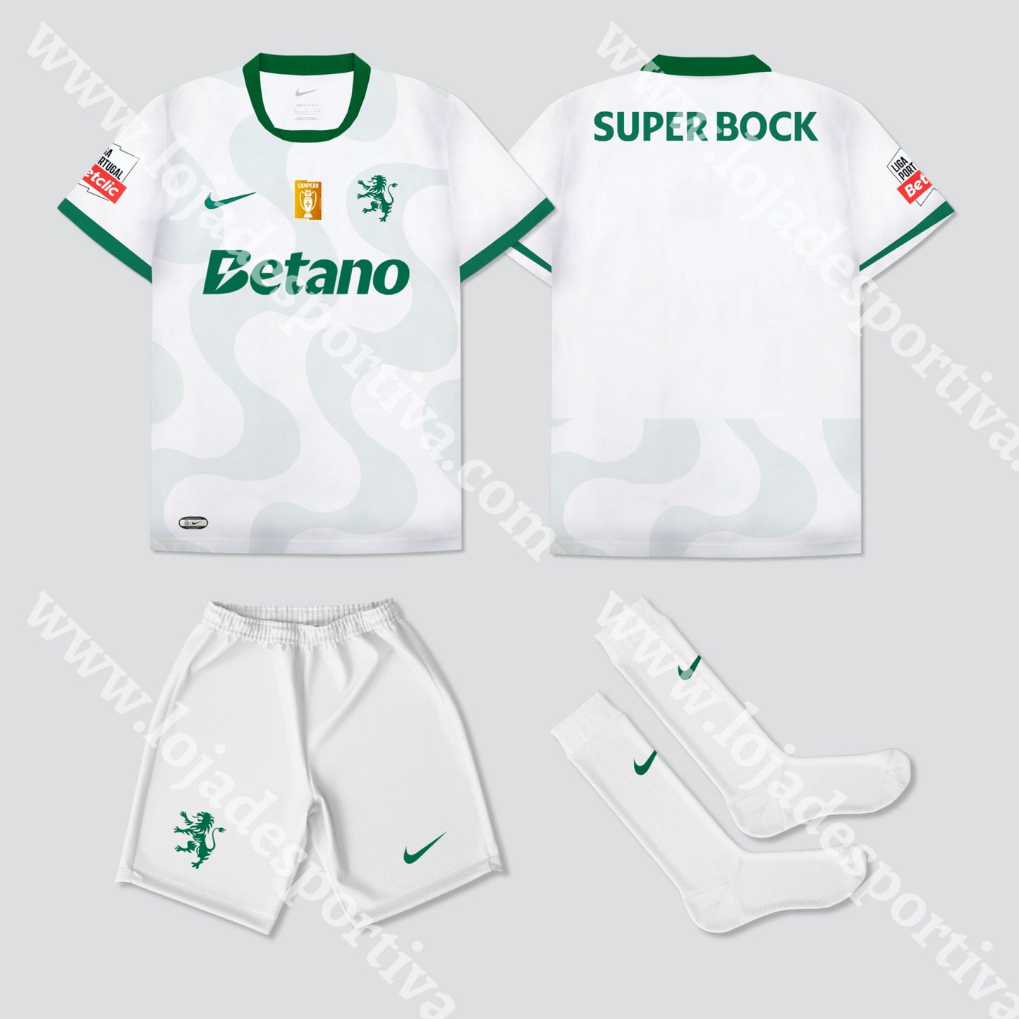 NOVO KIT CRIANÇA ALTERNATIVO BRANCO SPORTING CP 25/26