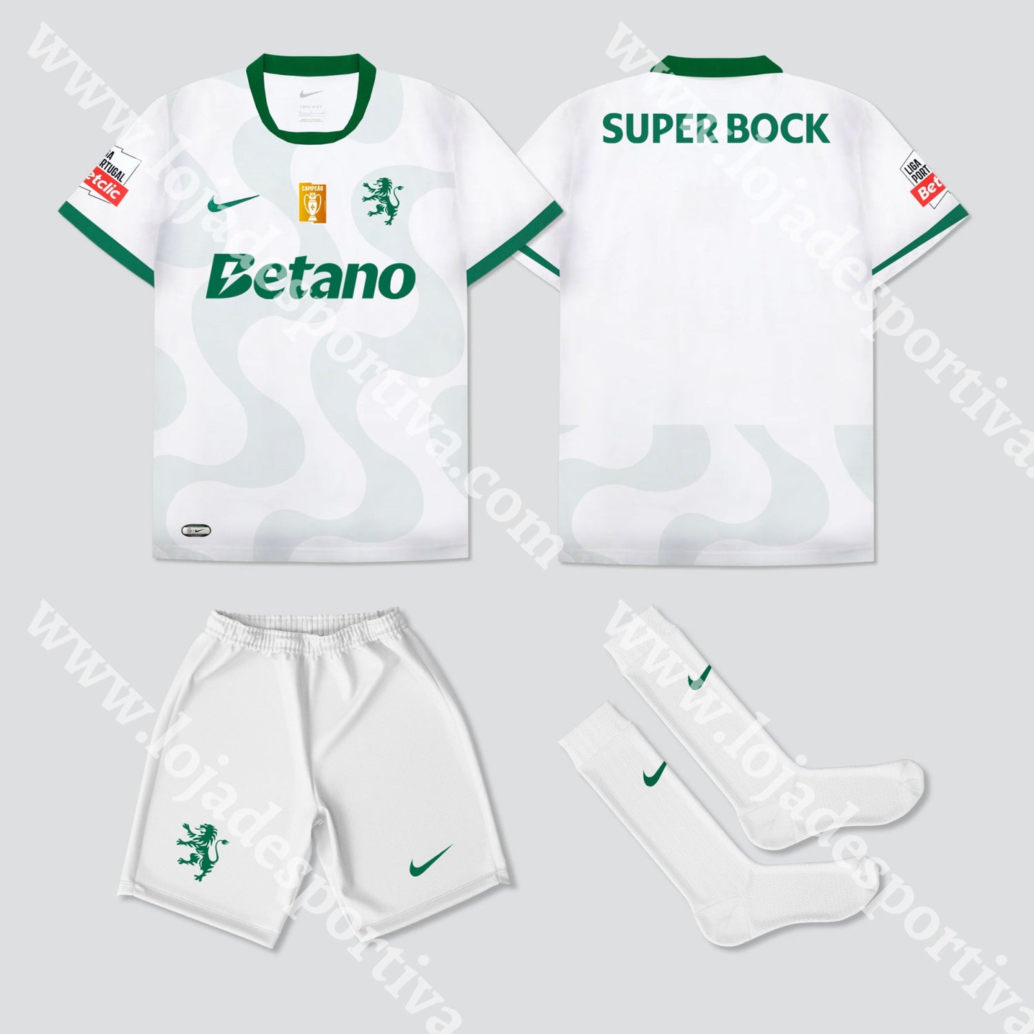 NOVO KIT CRIANÇA ALTERNATIVO BRANCO SPORTING CP 25/26