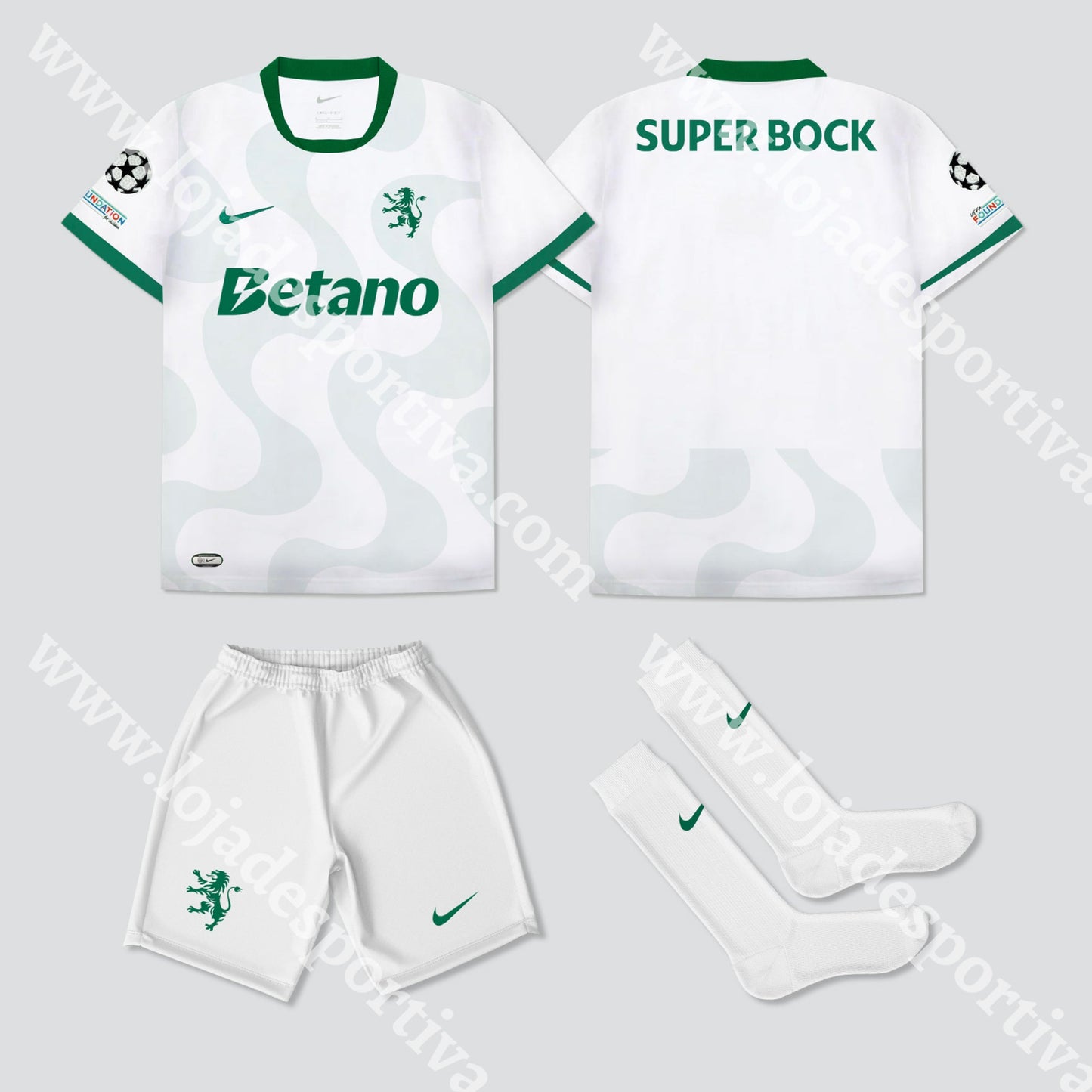 NOVO KIT CRIANÇA ALTERNATIVO BRANCO SPORTING CP 25/26