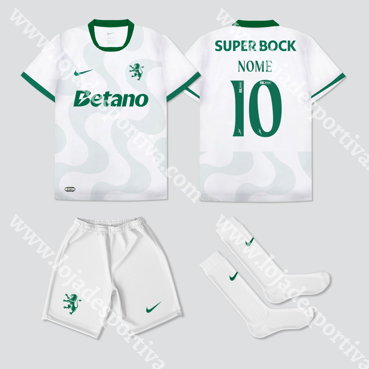 NOVO KIT CRIANÇA ALTERNATIVO BRANCO SPORTING CP 25/26