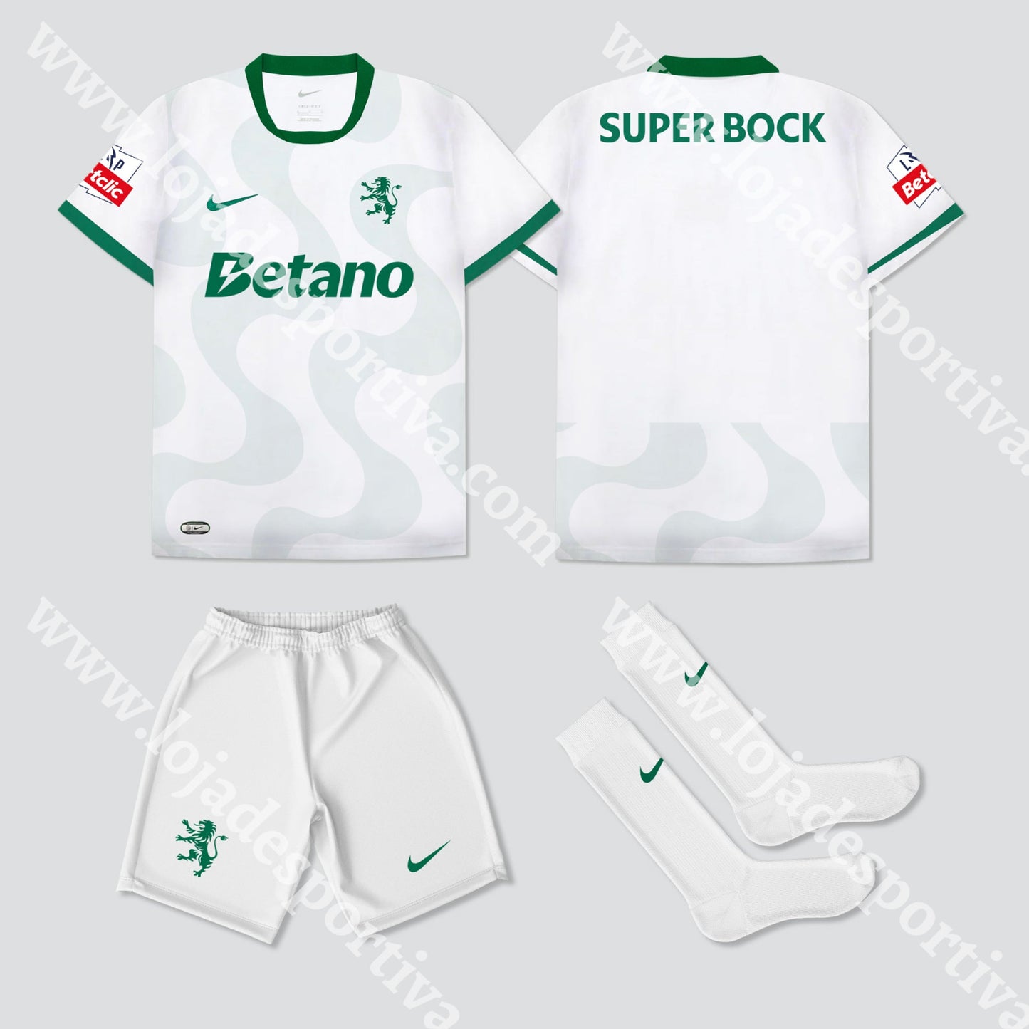 NOVO KIT CRIANÇA ALTERNATIVO BRANCO SPORTING CP 25/26