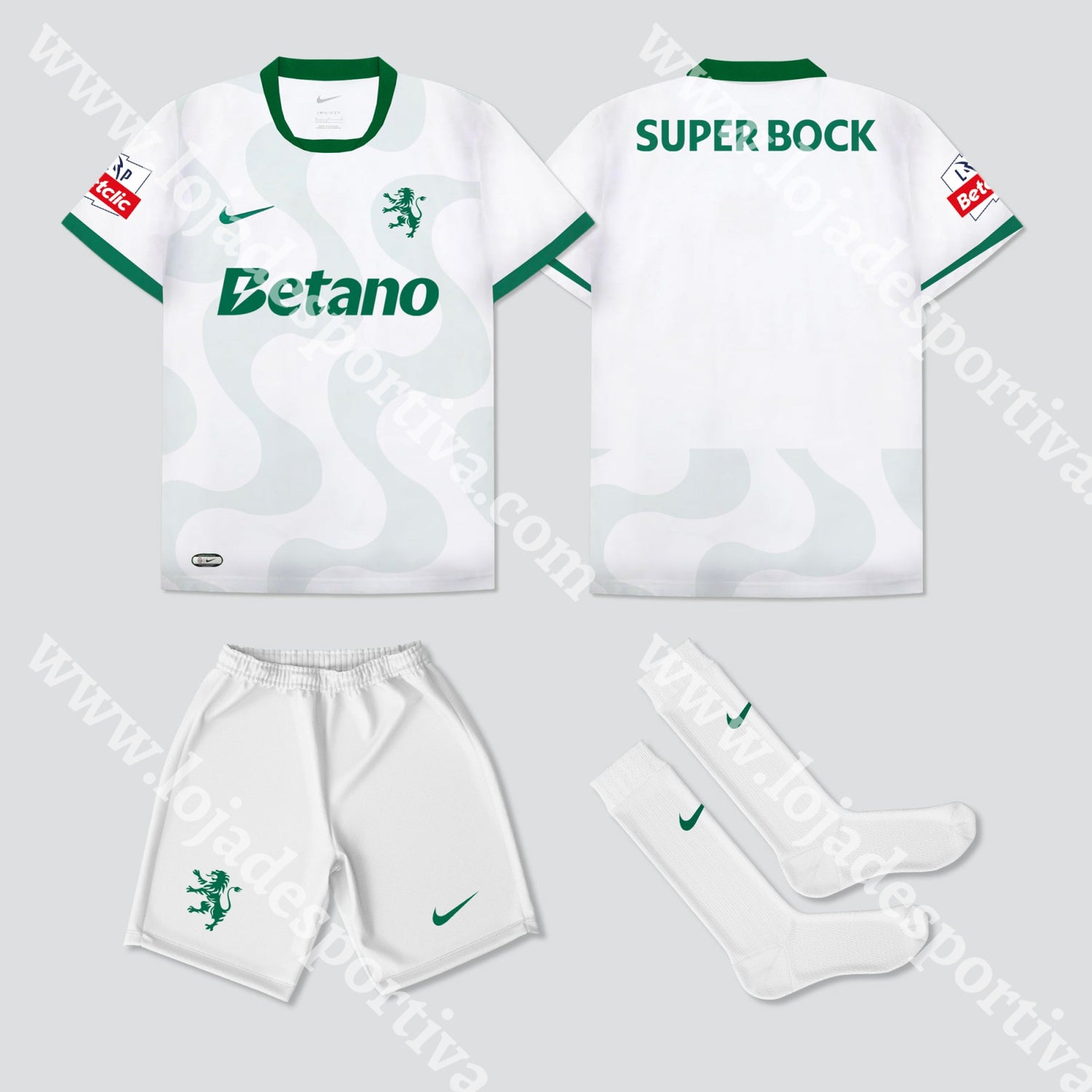NOVO KIT CRIANÇA ALTERNATIVO BRANCO SPORTING CP 25/26