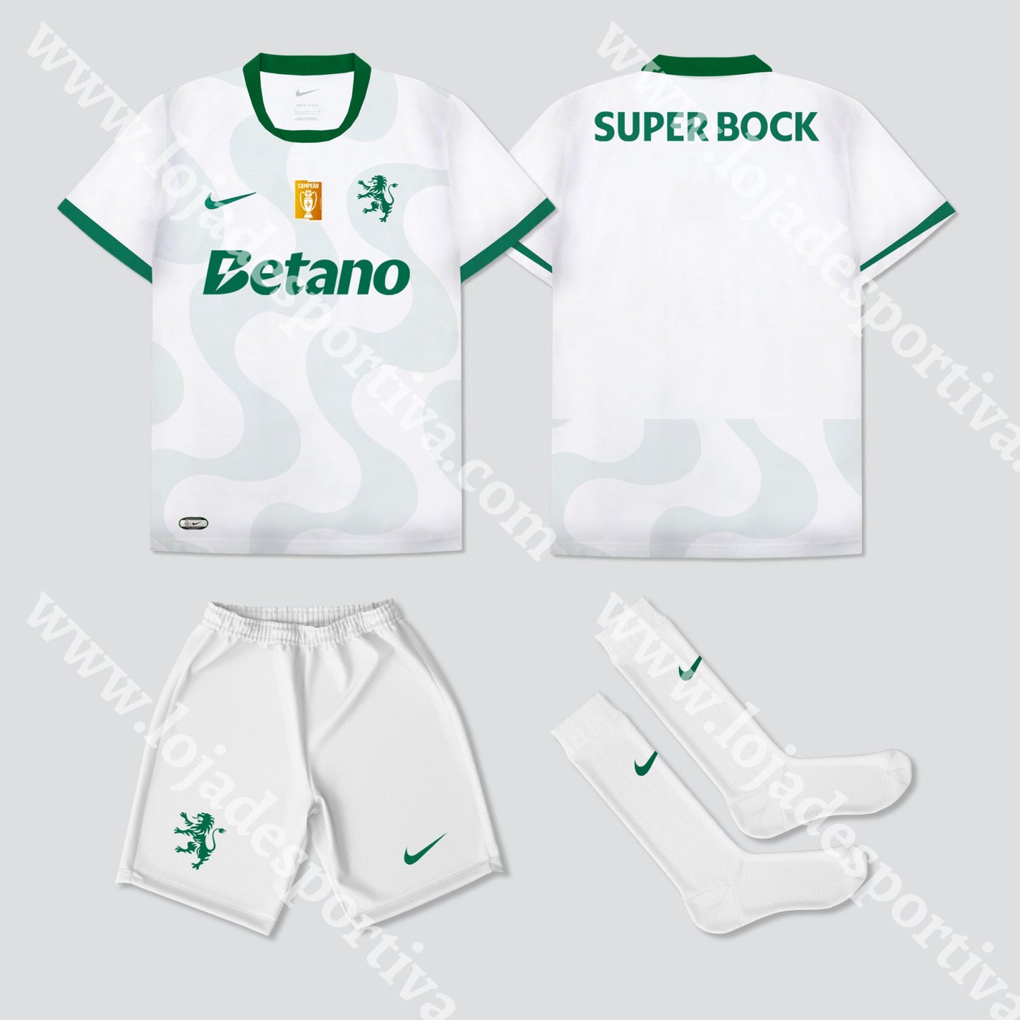 NOVO KIT CRIANÇA ALTERNATIVO BRANCO SPORTING CP 25/26