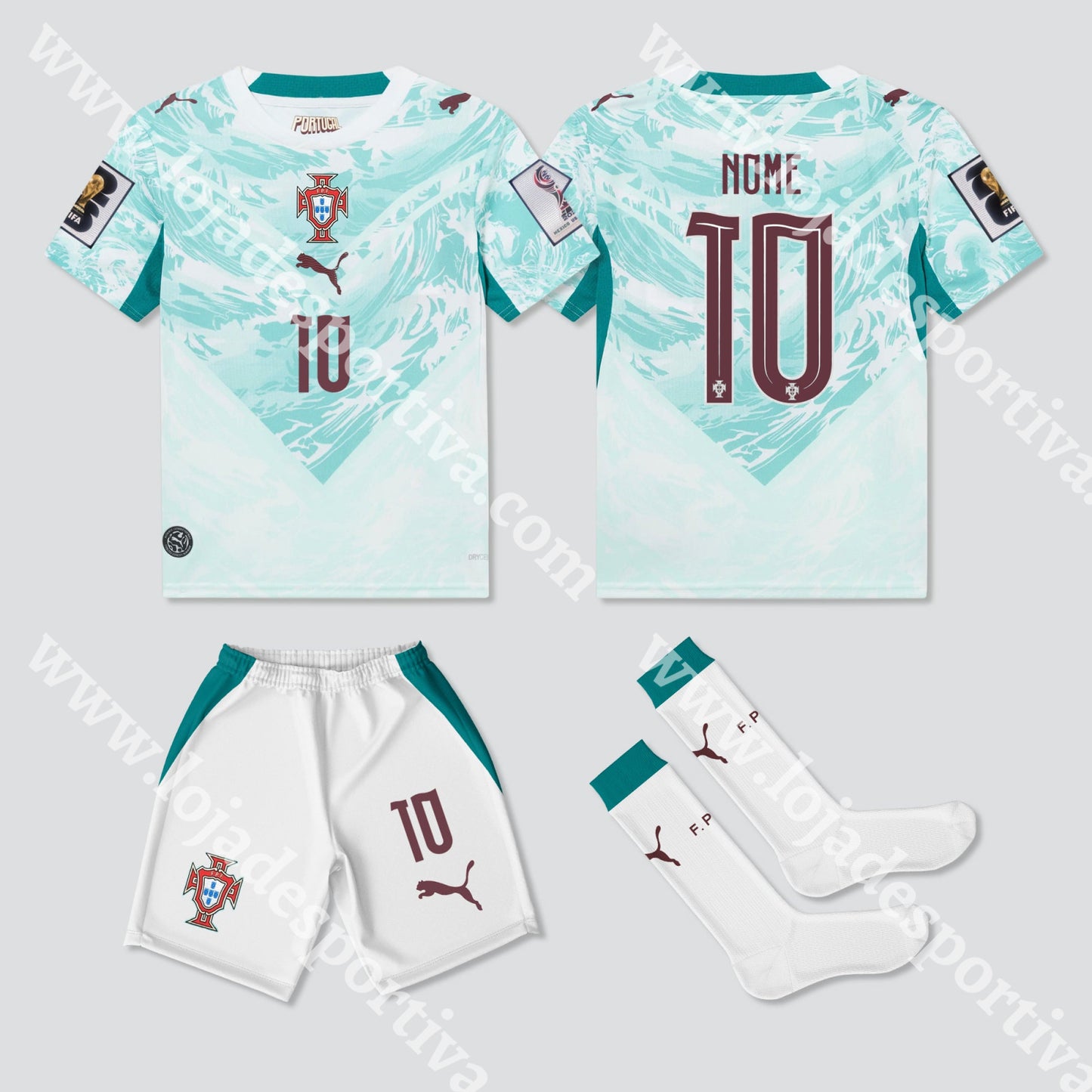 NOVO KIT CRIANÇA ALTERNATIVO PORTUGAL MUNDIAL 2026 - Camisola Futebol