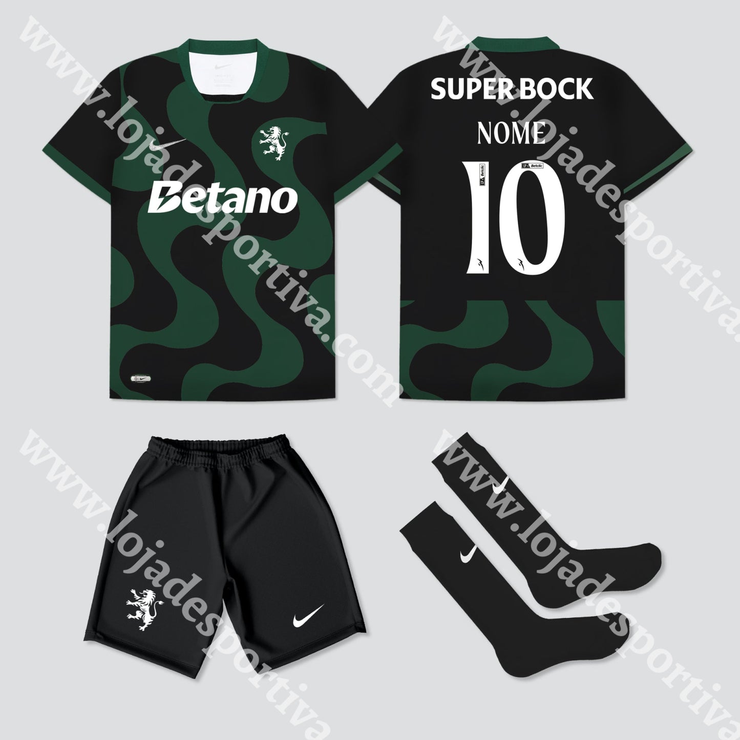 NOVO KIT CRIANÇA ALTERNATIVO PRETO SPORTING CP 25/26