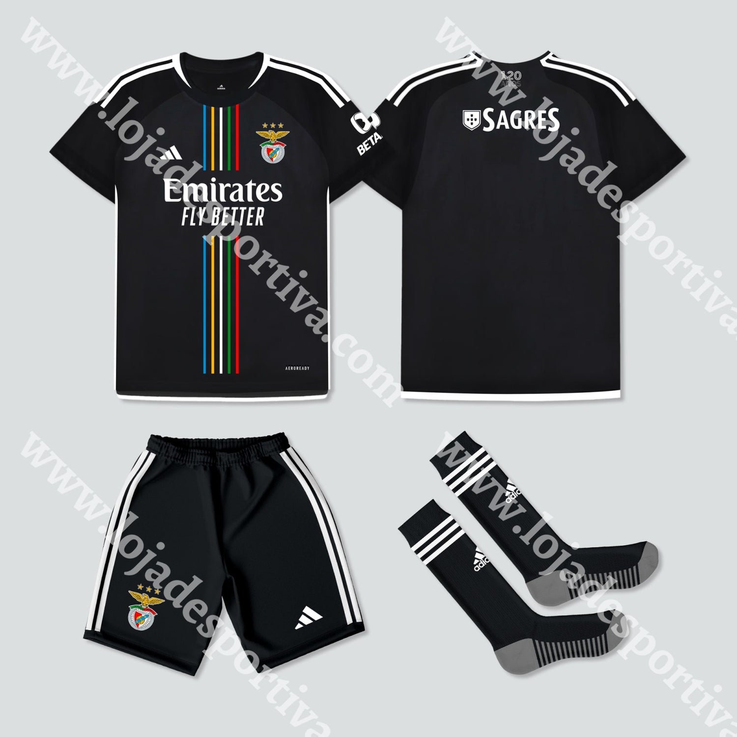 Novo Kit Criança Alternativo Sl Benfica 23/24 1-2 Anos Camisola Futebol