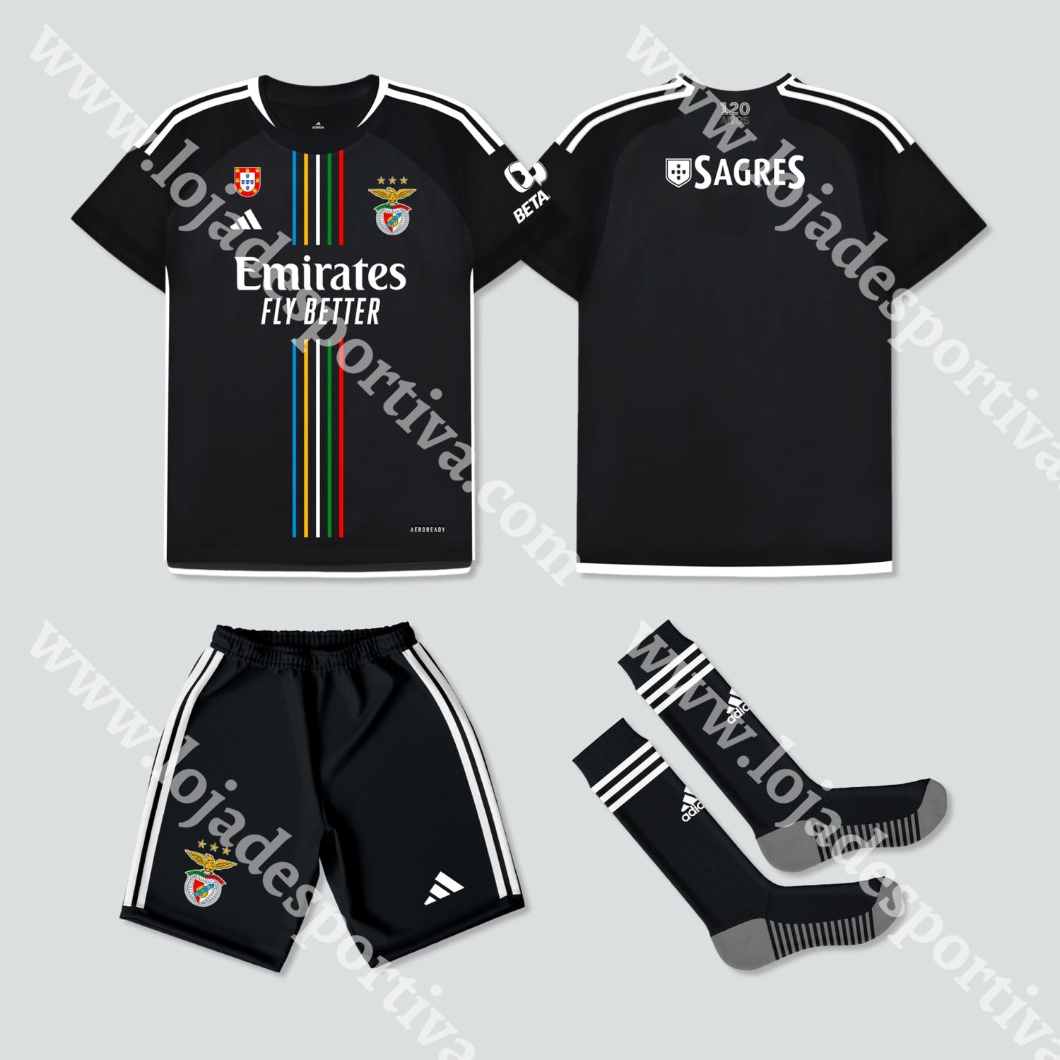 Novo Kit Criança Alternativo Sl Benfica 23/24 Camisola Futebol