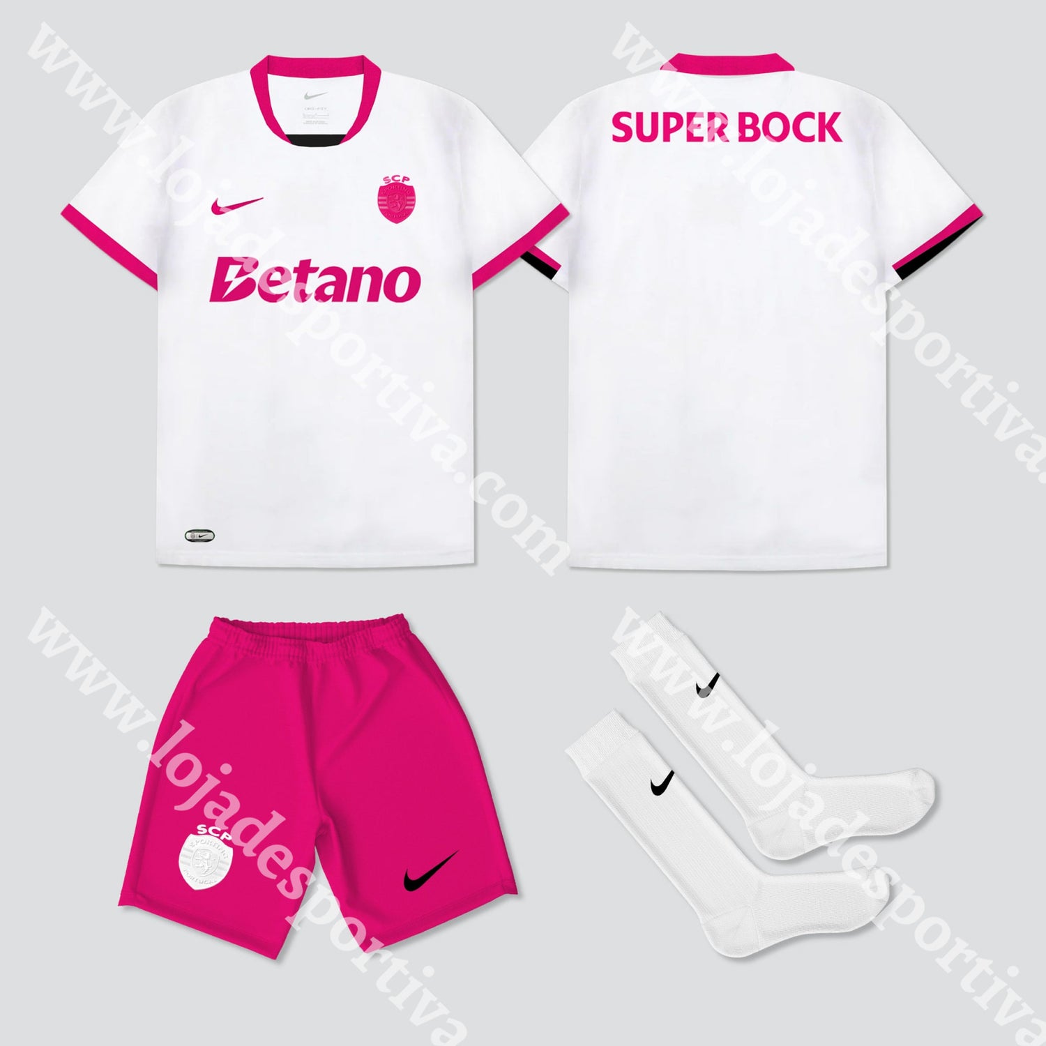 NOVO KIT CRIANÇA EDIÇÃO ESPECIAL ROSA SPORTING CP 25/26 1-2 Anos