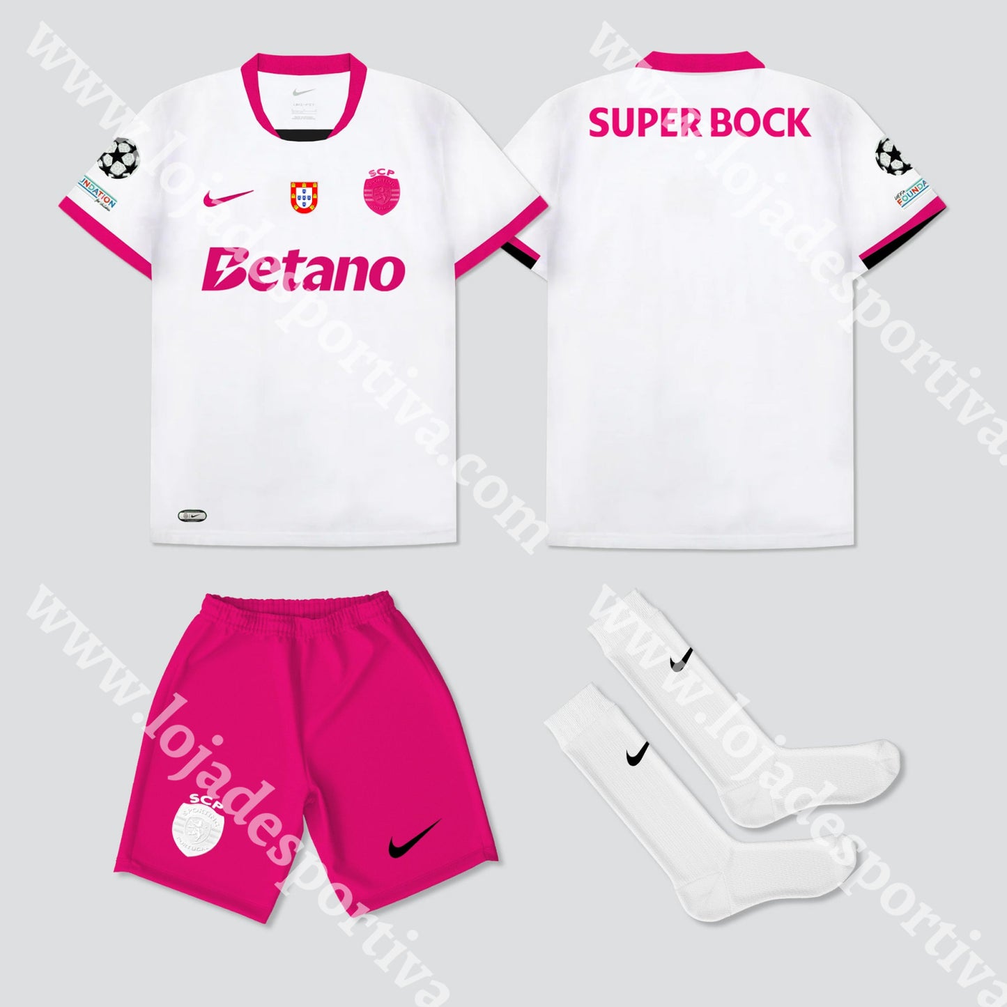 NOVO KIT CRIANÇA EDIÇÃO ESPECIAL ROSA SPORTING CP 25/26