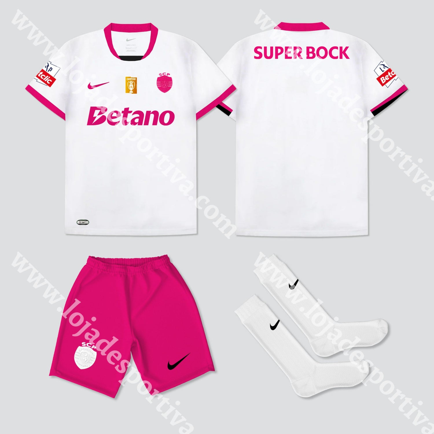 NOVO KIT CRIANÇA EDIÇÃO ESPECIAL ROSA SPORTING CP 25/26