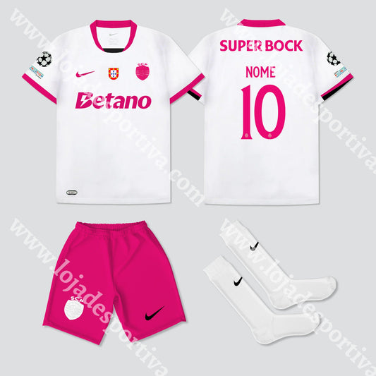 NOVO KIT CRIANÇA EDIÇÃO ESPECIAL ROSA SPORTING CP 25/26