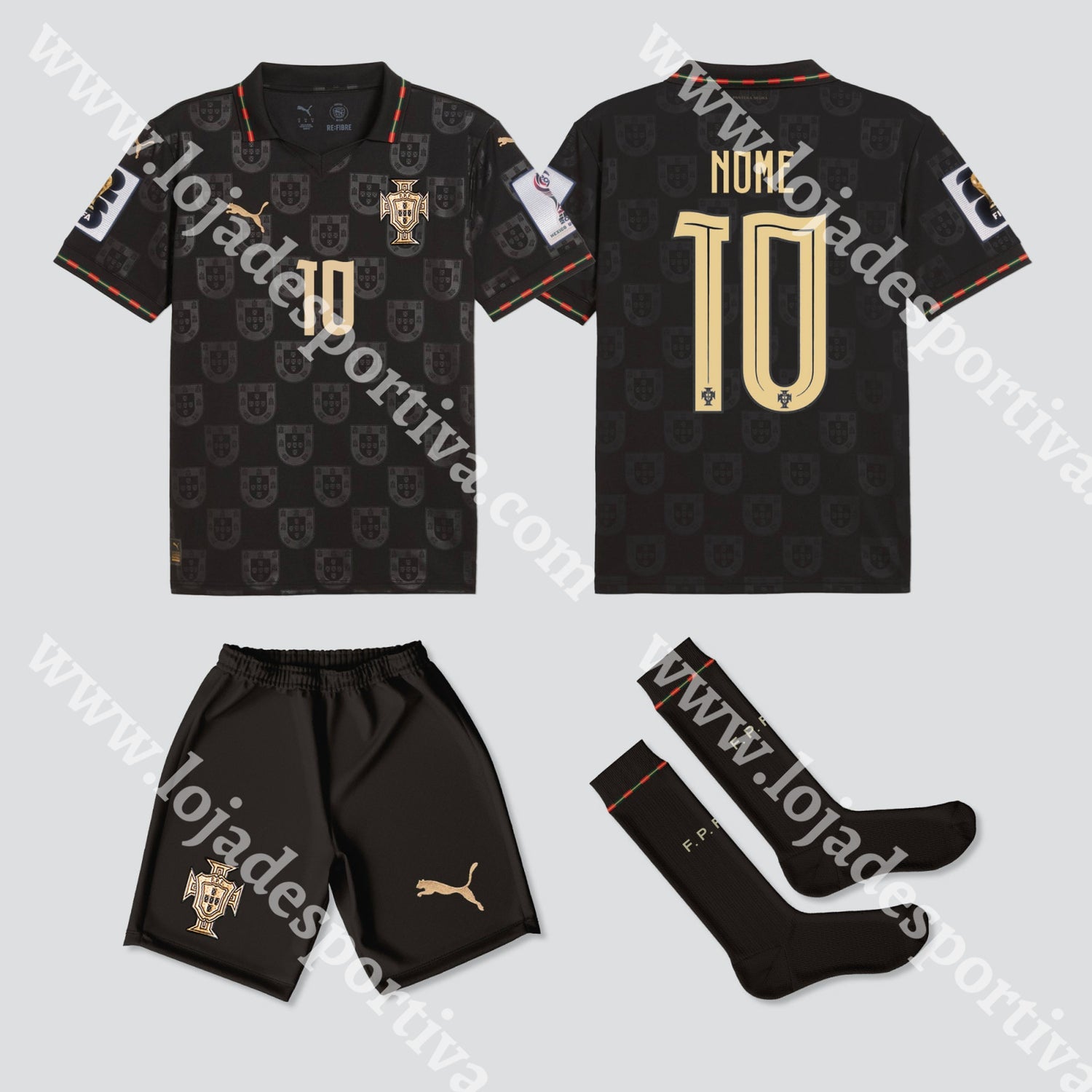 NOVO KIT CRIANÇA PORTUGAL EDIÇÃO ESPECIAL EUSÉBIO VERSÃO PLAYER 2025 - Camisola Futebol