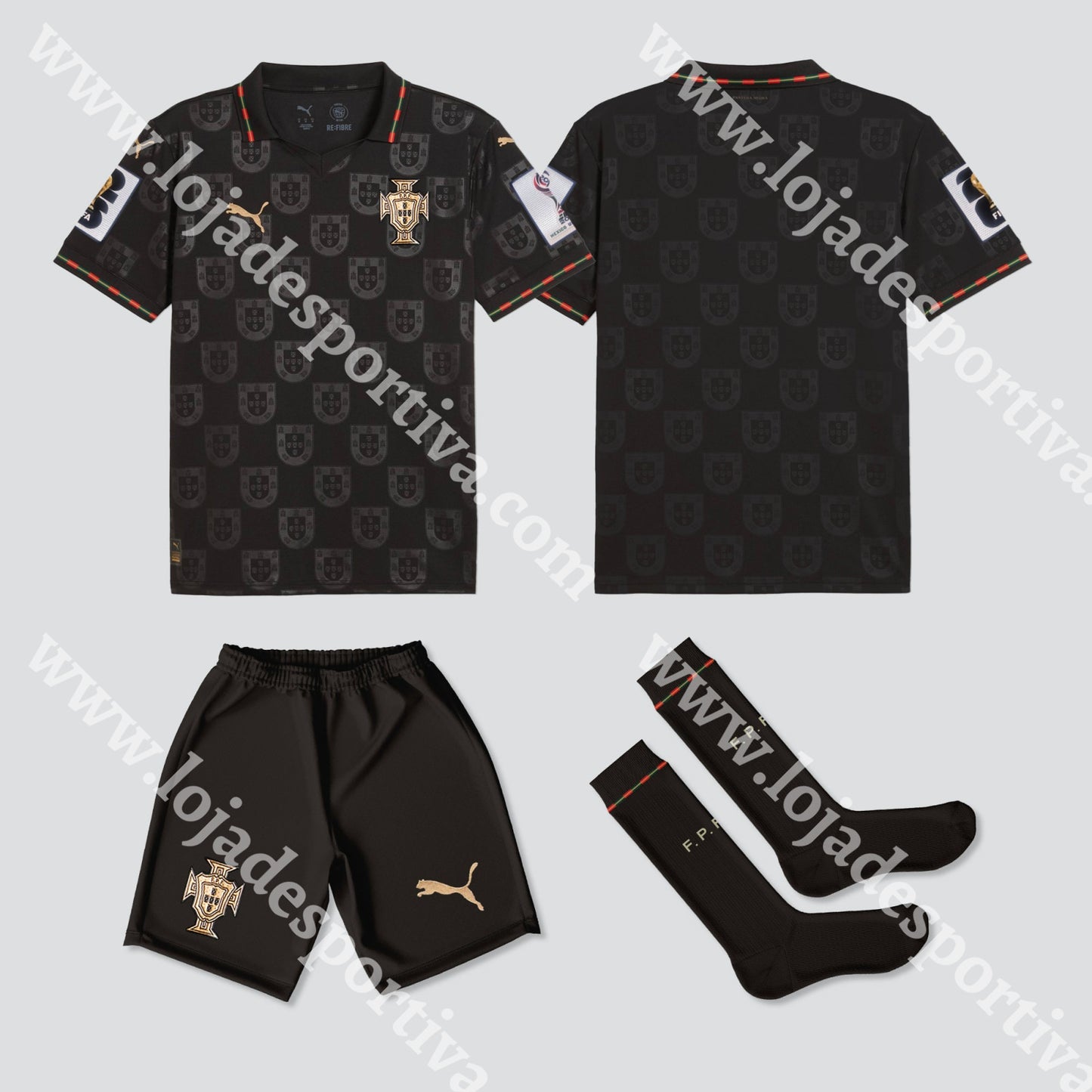 NOVO KIT CRIANÇA PORTUGAL EDIÇÃO ESPECIAL EUSÉBIO VERSÃO PLAYER 2025 - Camisola Futebol