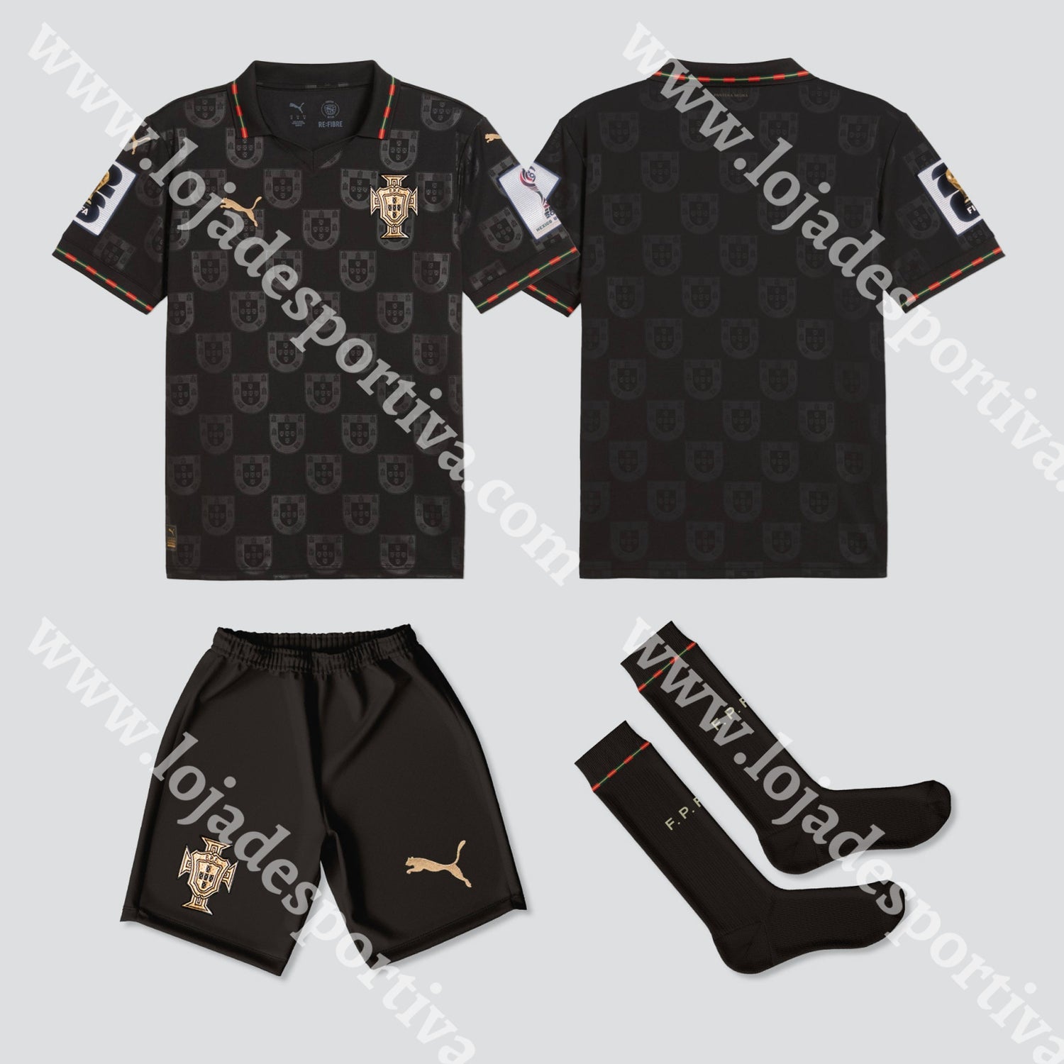 NOVO KIT CRIANÇA PORTUGAL EDIÇÃO ESPECIAL EUSÉBIO VERSÃO PLAYER 2025 - Camisola Futebol