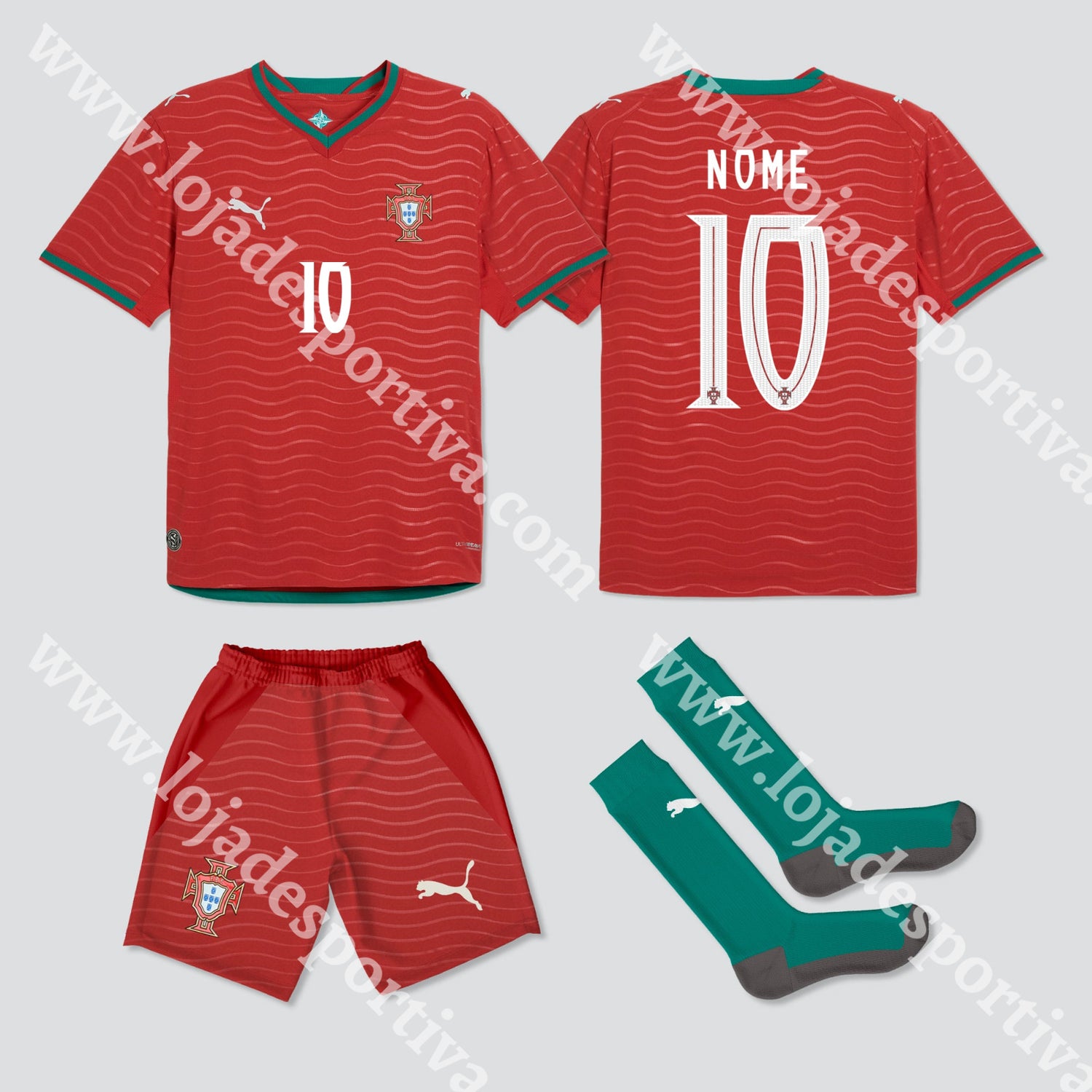 NOVO KIT CRIANÇA PRINCIPAL PORTUGAL MUNDIAL 2026 Camisola Futebol