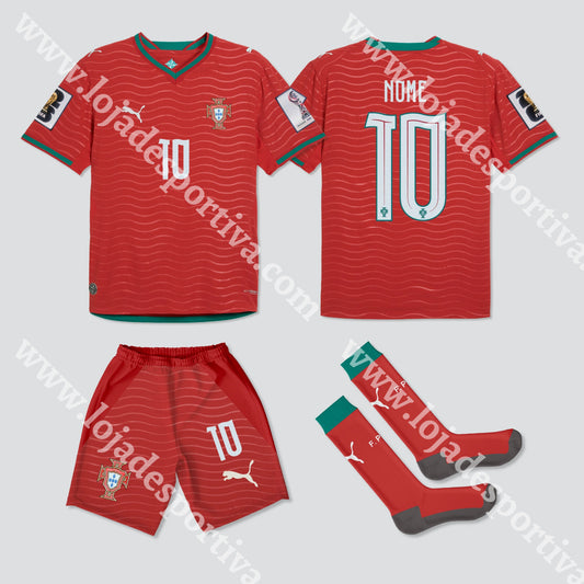 NOVO KIT CRIANÇA PRINCIPAL PORTUGAL MUNDIAL 2026 - Camisola Futebol